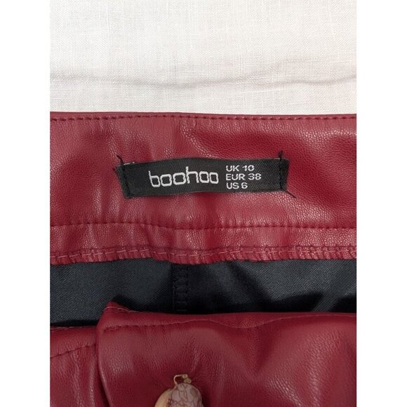 Boohoo women's size 6 high rise red pleather bell bottoms flare pants cosplay G1 - Picture 8 of 12